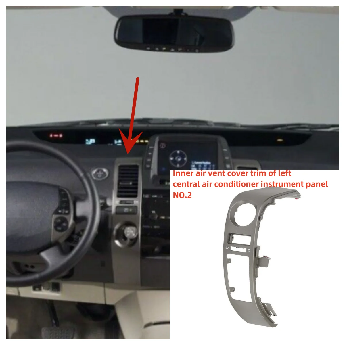 Only 1pcs Right/ Left A/C Dash Air Vent Trim Replace For Toyota For Prius 2004 -2009 Silver Central Air-conditioning Instrument