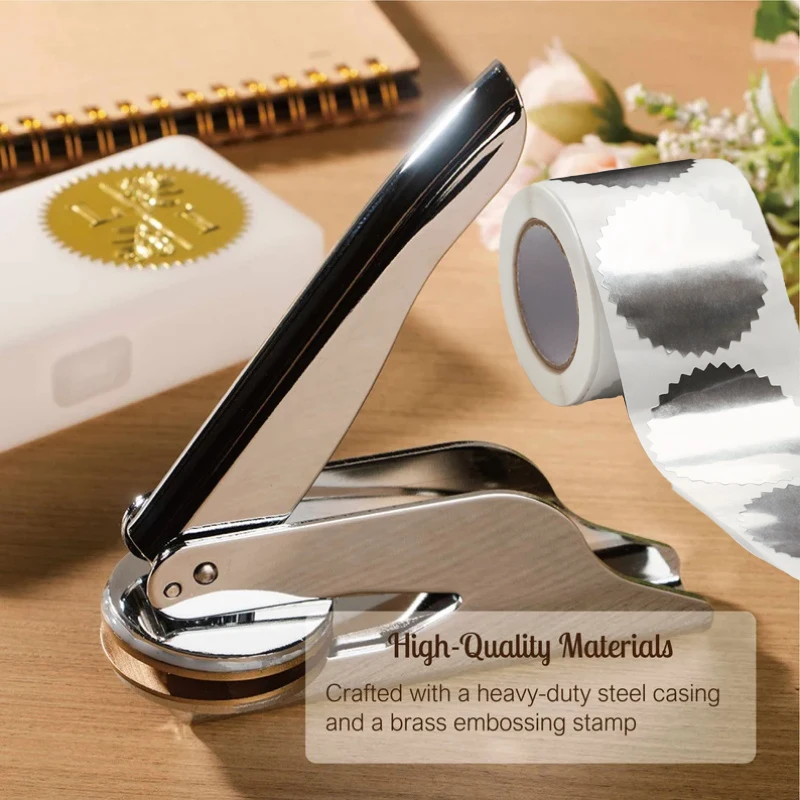 Personalized Monogram Embosser and 250pcs Sticker, Custom Initials Embosser, Wedding Stamp, Napkin Embosser, Custom Logo Stamp