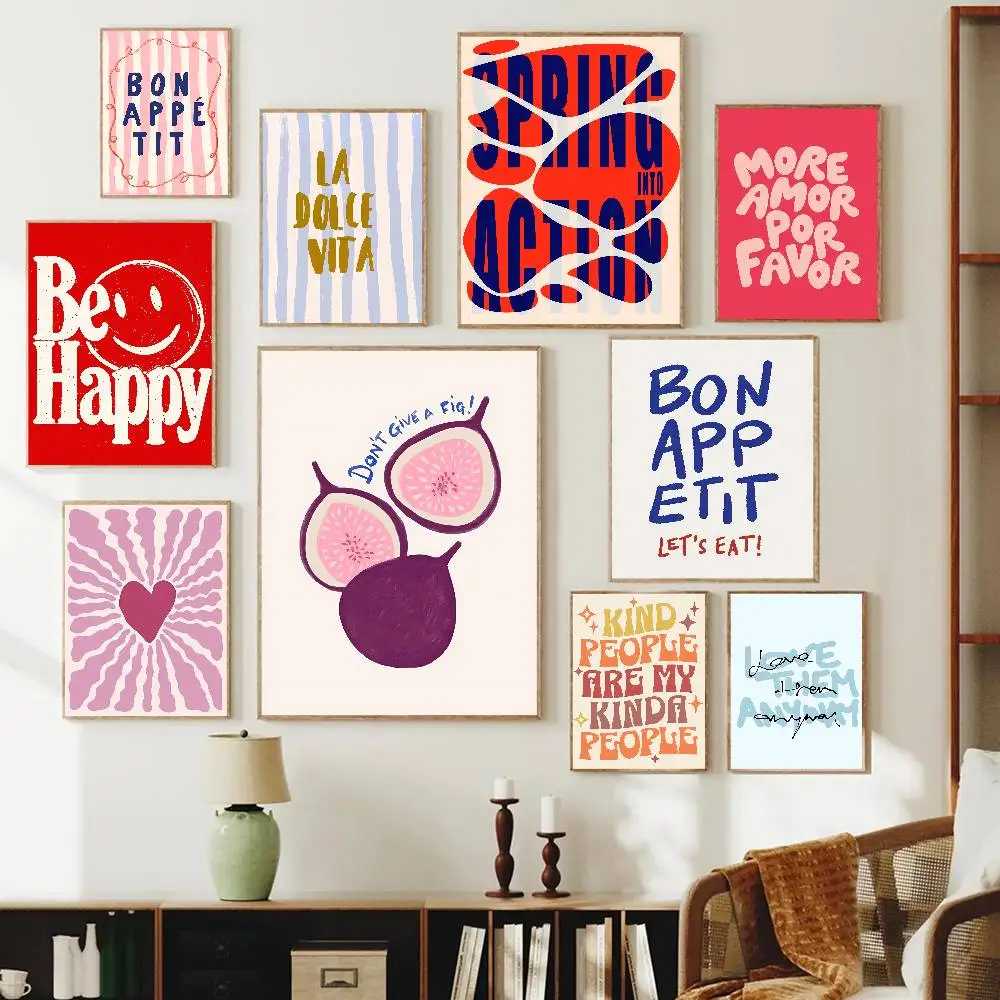 1PC Simple Trendy Text Printing Poster Self-adhesive Art Wat