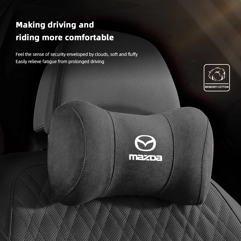 

High Quality Suede Car Headrest Auto Seat Neck Soft Pillow For Mazda Speed 2 3 5 6 Atenza CX80 CX70 CX90 CX3 CX5 CX8 MX30 CX60