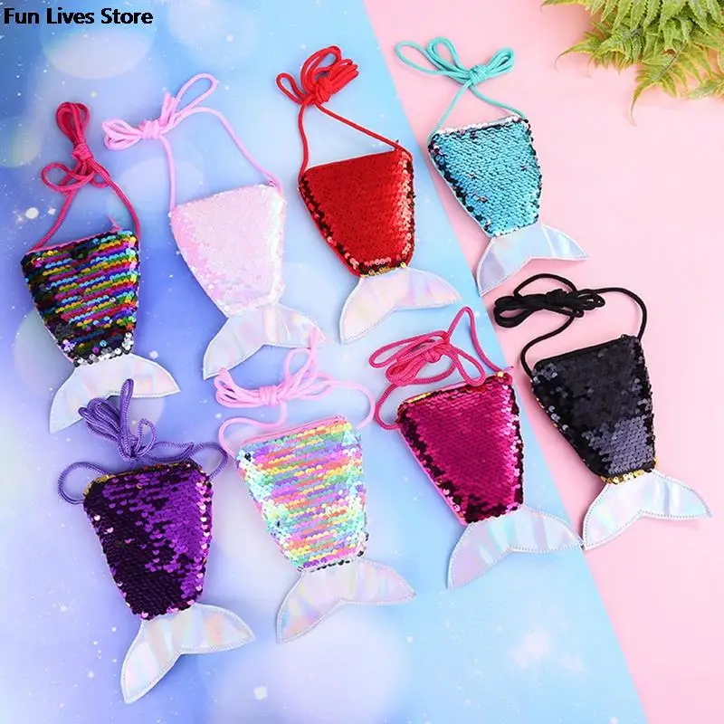 

Mermaid Tail Sequins Handbags Princess Girls Shoulder Purse Dress Up Mini Crossbody Bag Kids School Party Pouch Bags Shiny Coin