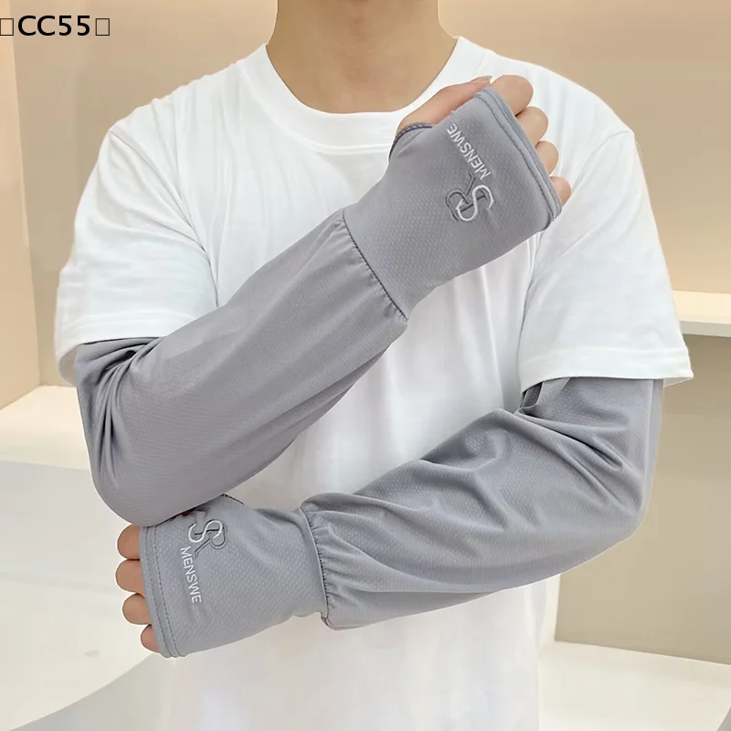 

Пара эластичных рукавов-накладок на руки с защитой от УФ-лучей для женщин, для вождения и активного отдыха, солнцезащитные, с принтом букв, модель CC55