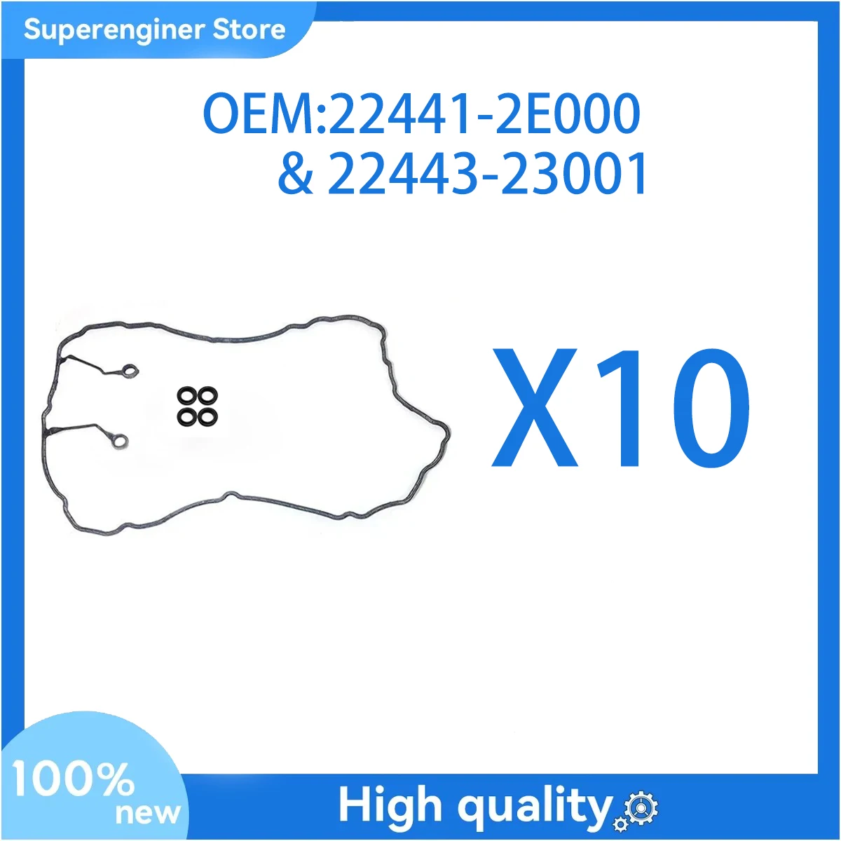 

10X SET 22441-2E000 22443-23001 Valve Cover Gasket Kit Fit for Hyundai Elantra Tucson Sonata Kia Optima Soul 1.8 2.0L