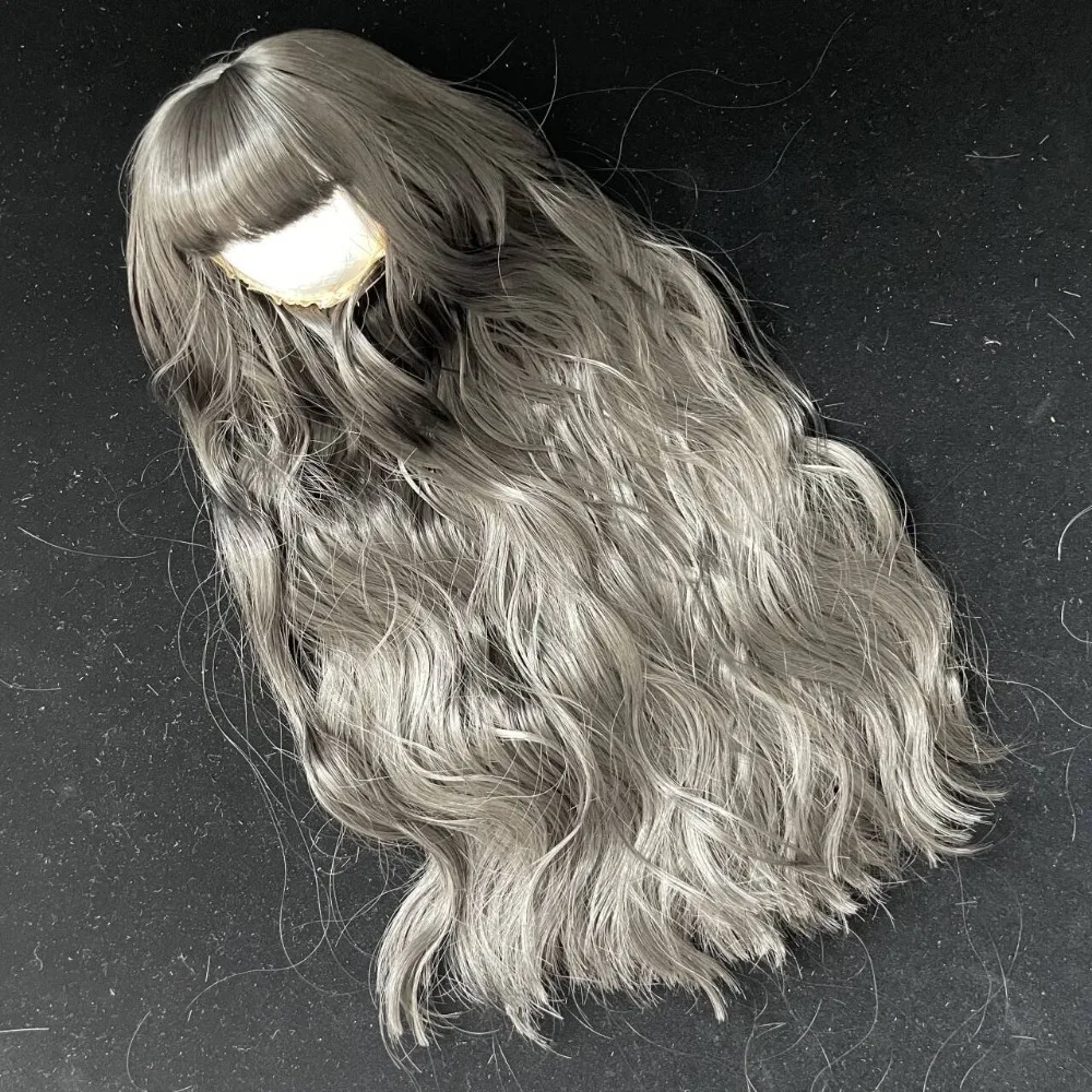 For 1/3 1/4 1/6 Doll Wig Full Bang Extra Long Wool Curl Doll Wig Soft Milk Silk HairBlack White Replacement Dolls Accessories