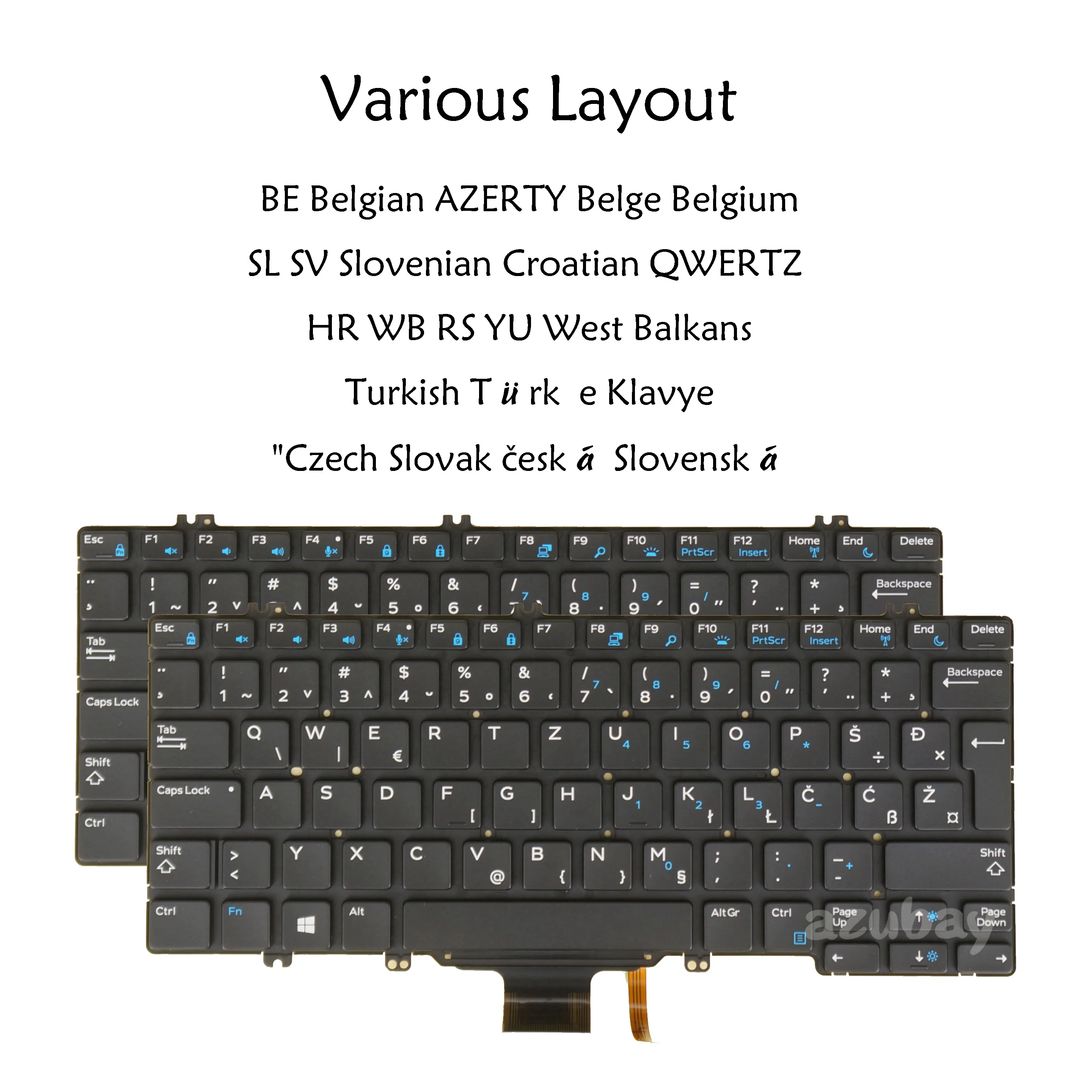 Backlit Laptop Keyboard For Dell Latitude 5289 2in1, 7380, 7389 2 in 1, 7390, 7390 2in1 Belgian Czech Slovak Turkish Slovenian