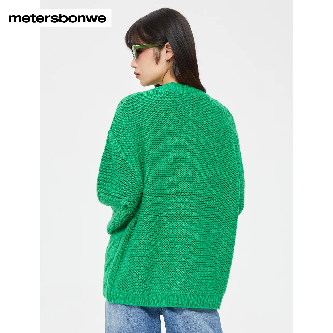 Metersbonwe O-Neck Sweater Women  Autumn Winter New Fashion Green Pullover Ladies Jumper Brand Tops