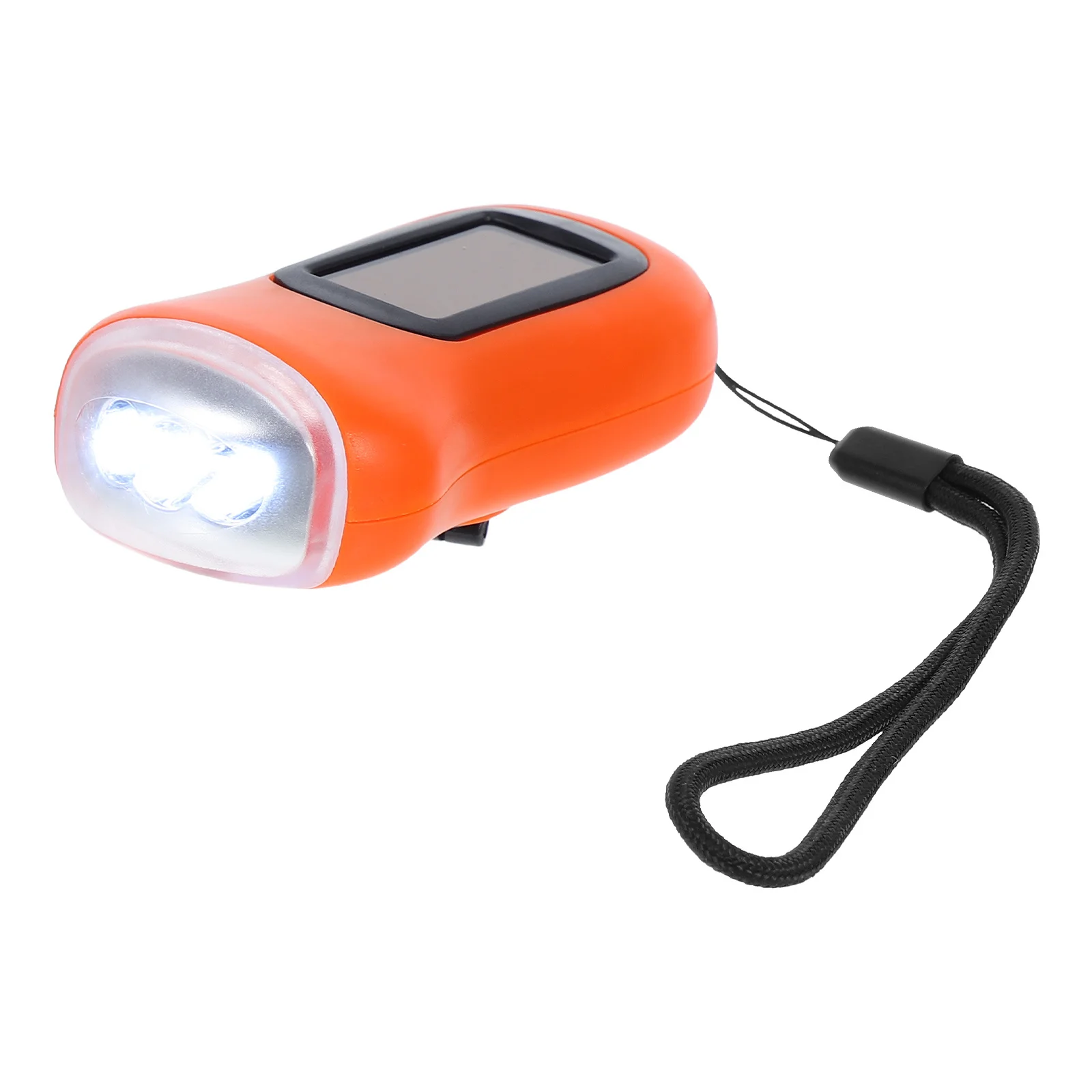

Solar Hand Crank Flashlight Orange Portable Rechargeable No Survival Light for Camping Hiking Emergency Outdoor