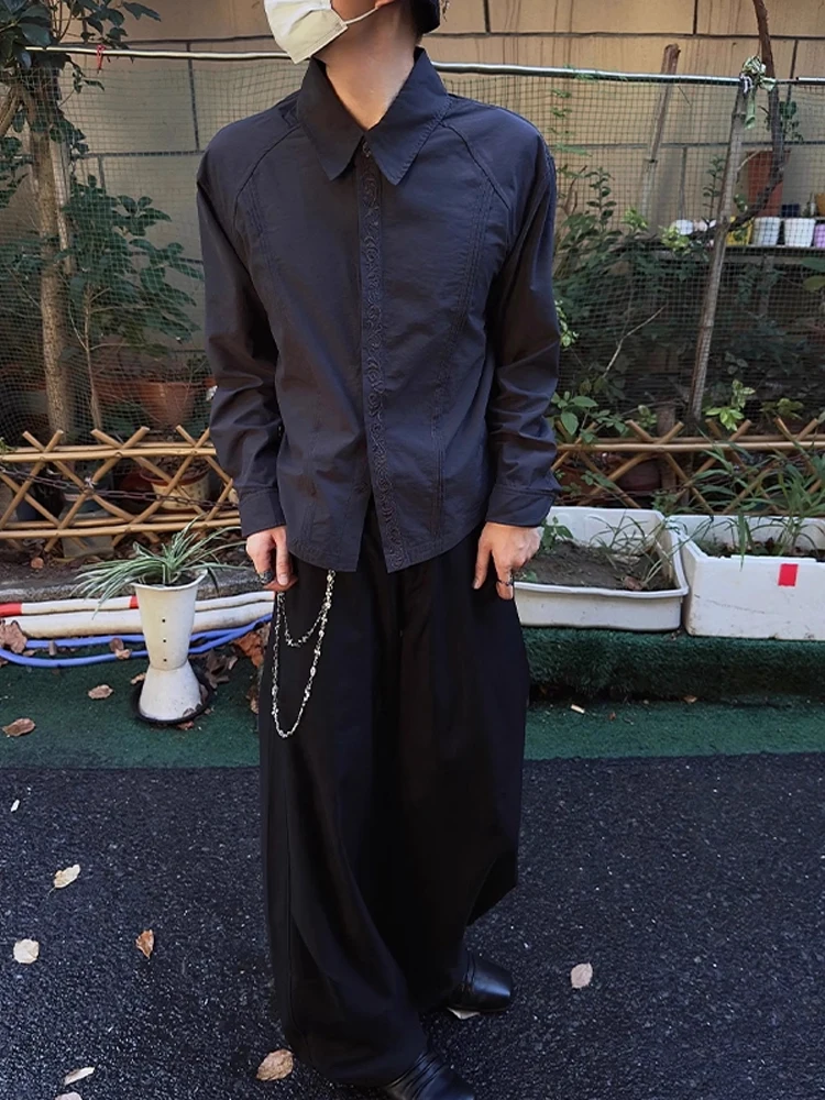 

Eternal Flower Embroidery Long Sve Men's irt Cleanfit Sle Premium Feel Spring Autumn Casual irt Outerwear