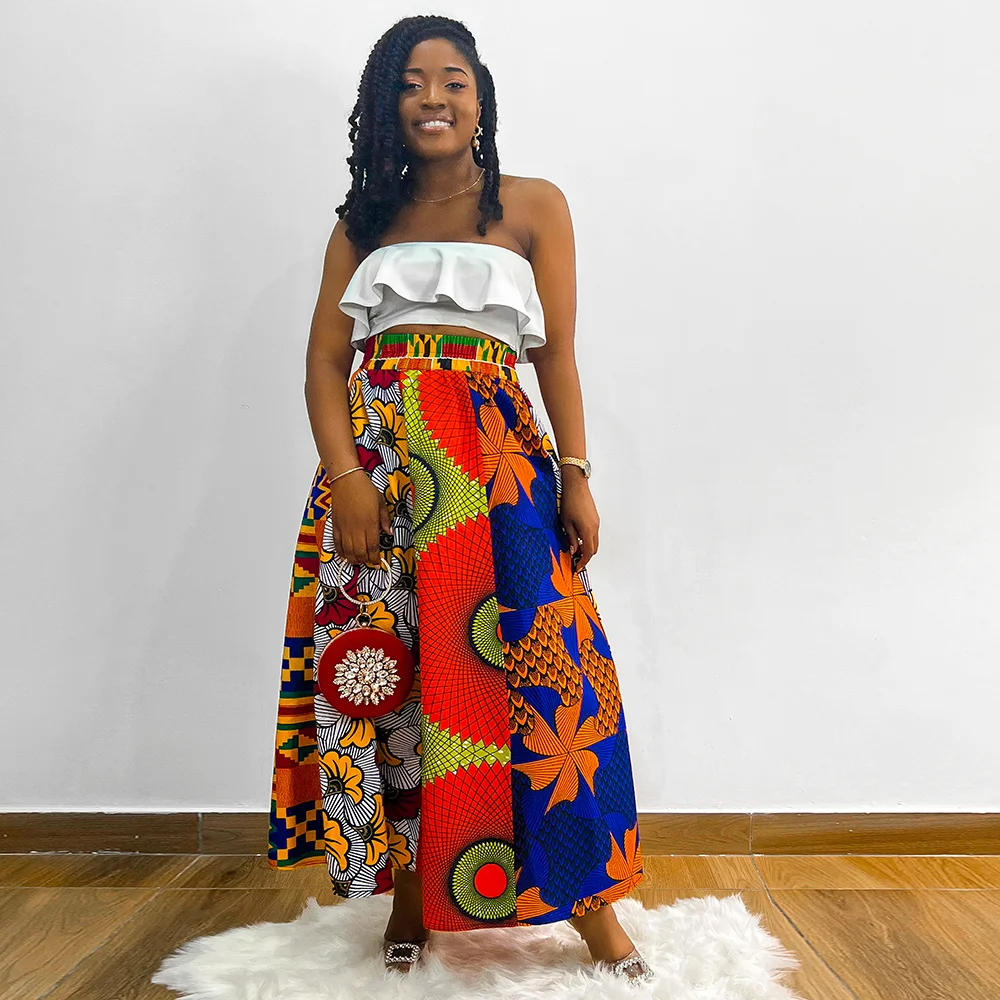 Jupe maxi africaine pour femmes, jupe mixte taille haute, vêtements traditionnels africains, nouvelle mode, imprimé Ankara averti, jupe longue taille haute