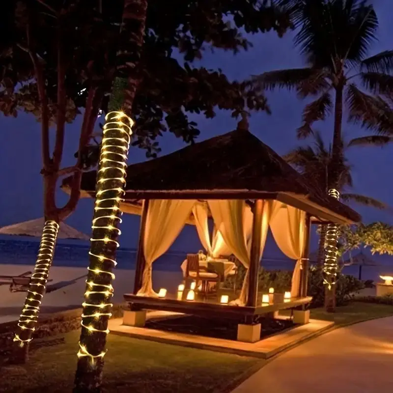 Solar Rope Light Outdoor Festival Decoration Light String with 8 Lighting Modes Perfect for Courtyard Wedding Party Decoration