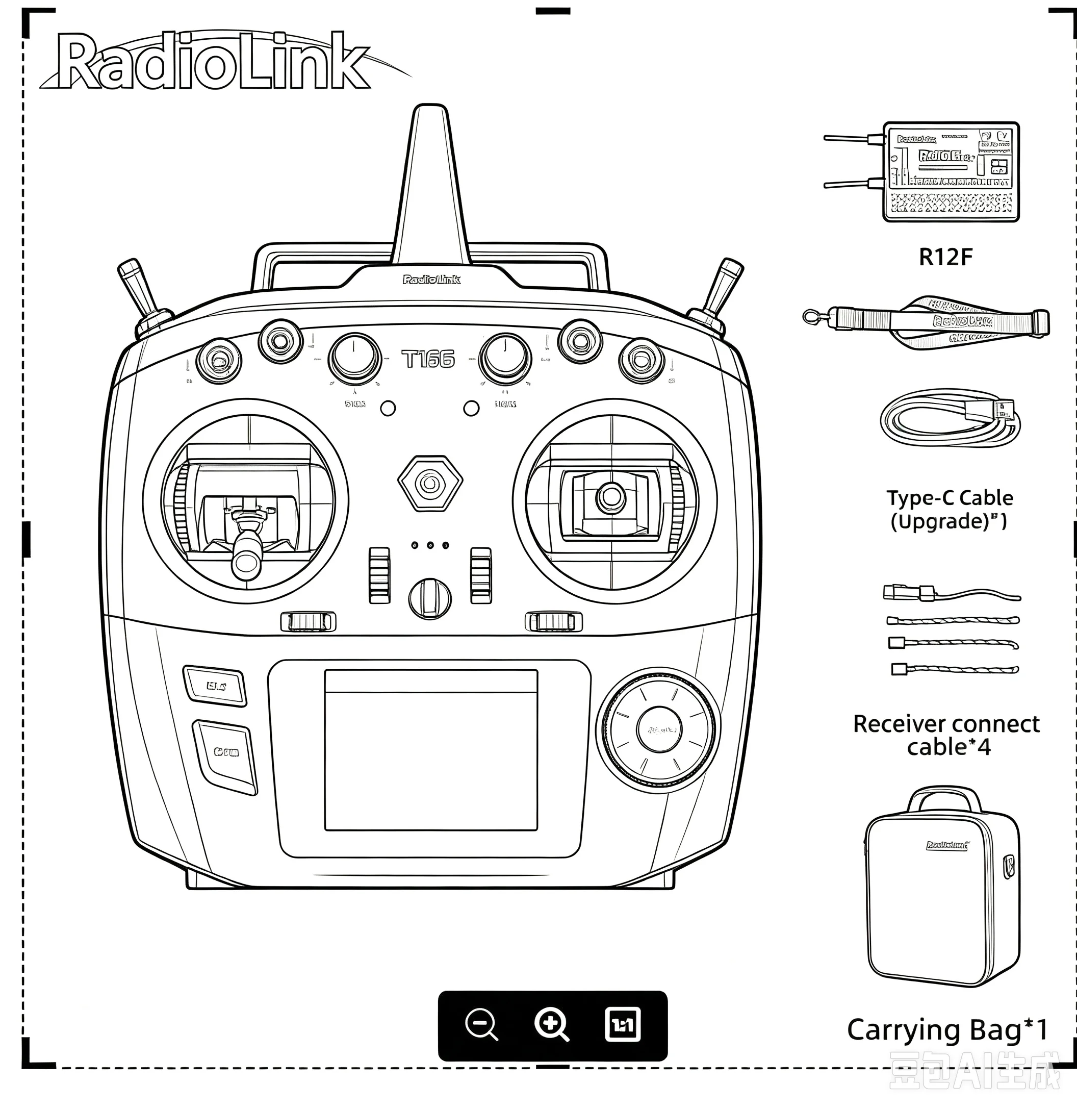 Radiolink T16D 16 Channels 2.4G RC Transmitter and R16F Receiver Support ELRS Module 3ms Response for RC FPV Freestyle Drone