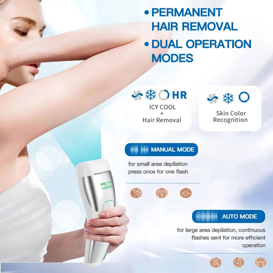Lescolton Mặt Kính Sapphire IPL Máy Tẩy Nhổ Lông Triệt Lông Vĩnh Viễn Thoáng Mát Không Đau Photoepilation Dành Cho Nam Nữ Điện Depilador