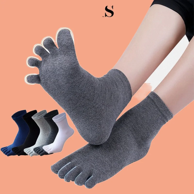 5/10 Pairs Men's Breathable Casual Elastic Middle-Tube Socks Toe Business Socks Sweat-Absorbing Football Basketball Sports Socks