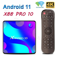 X88 Pro 10 Android 11.0 TV BOX RK3318 Quad-Core 64bit Cortex-A53 Support 2.4/5.0GHz Dual-Band WiFi BT4.0 10/100M Smart Set Box