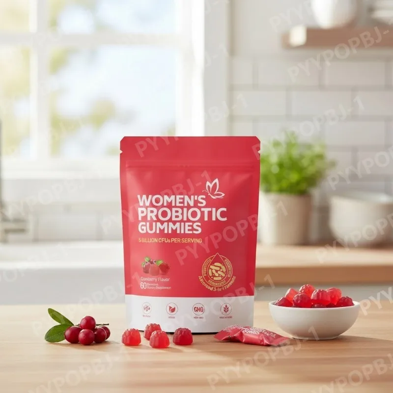 

Women’s Probiotic Gummies with Cranberry Taste for Maintain Daily Digestive Wellness and PH Balance 60 Pieces Per Bag