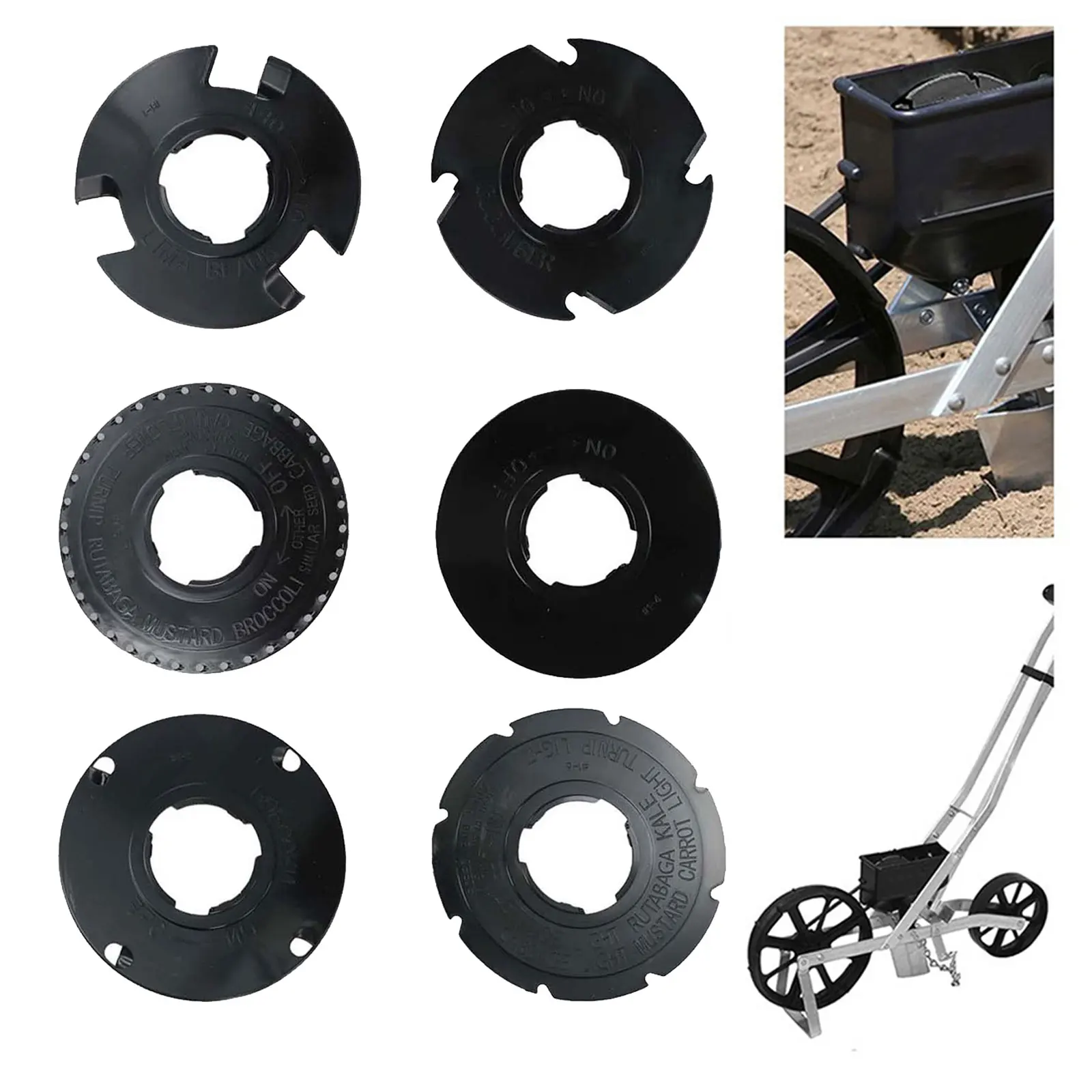 Plant Plates for EarthWay For 1001B 6 Interchangeable Plates for Various Garden Crops Including Beans and Beets