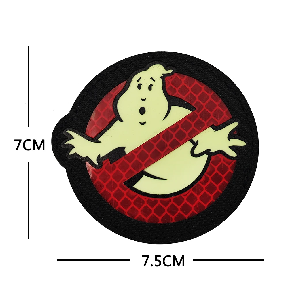 Ghostbuster Tactical Red Catch the Ghost Team Tactical Embroidery Glow In Dark Funny Pattern Fabric Patch Sew-On Bag Hat