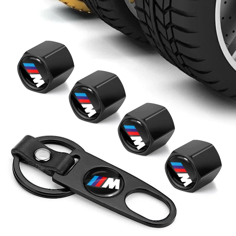 Car wheel tire valve stem cover with keychain keyring badge For BMW M MINI M3 M4 M5 M6 F20 F30 G20 F31 F34 F10 G30 F11 X3 F25 X4