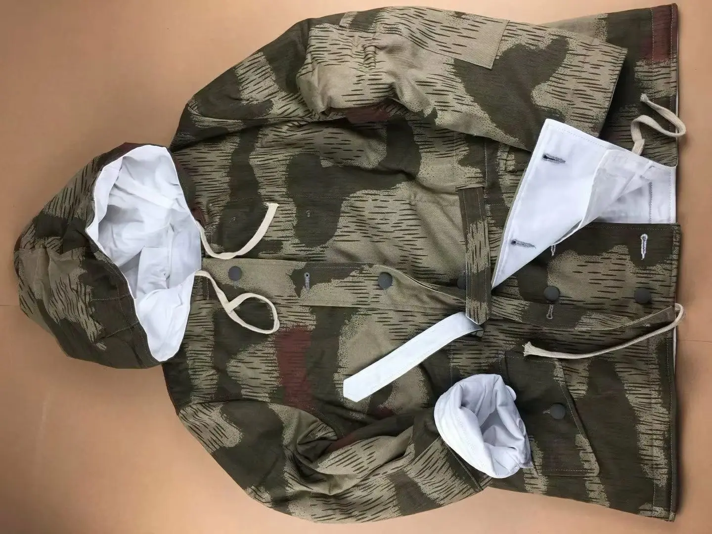 남성용 독일어 복제 WW2 육군 Tan&Water Swamp Camo 겨울 양면 파카 2차 세계대전 군복 전쟁 재연 군사