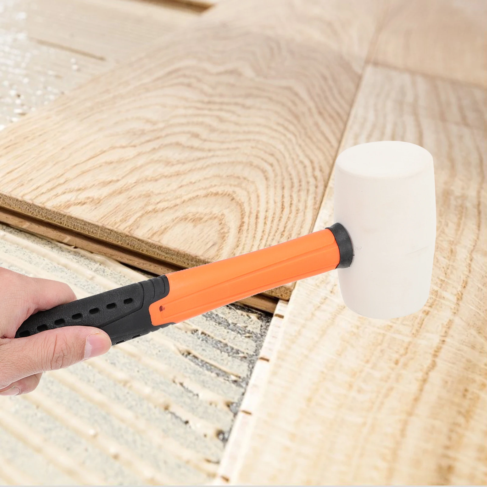 

1 pc Household Rubber Mallet Round Head Hammer For Floor Installation Shockproof Strong Handle Non-Slip Tool Craftsman Hammer