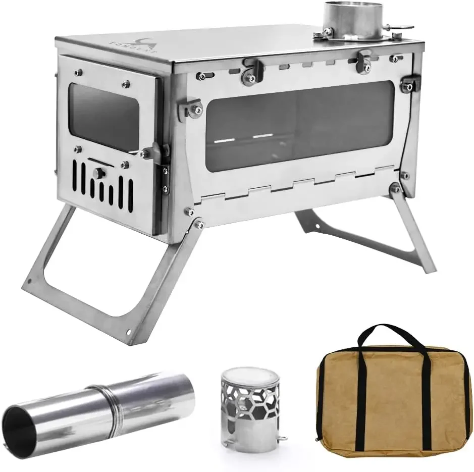 Quick Assembly Stainless Steel Backpacking Folding Tent Stove Wood Burning Stove for Camping Kitchen