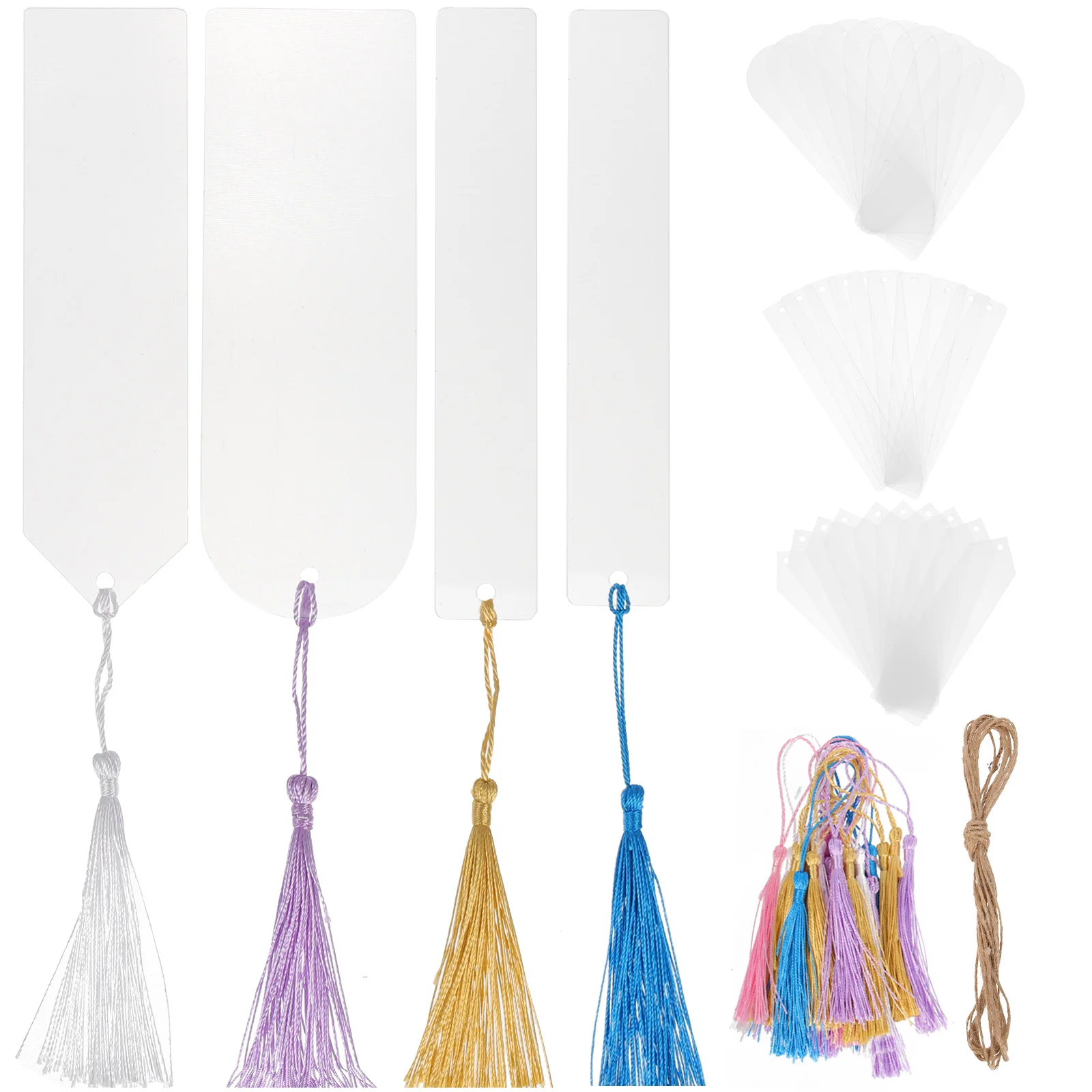 Segnalibro trasparente fai-da-te Segnalibro pagina Nappa Regalo per studenti Segnalibri vuoti Spazi vuoti in acrilico trasparente Ciondolo colorato Aiuto per lo studio