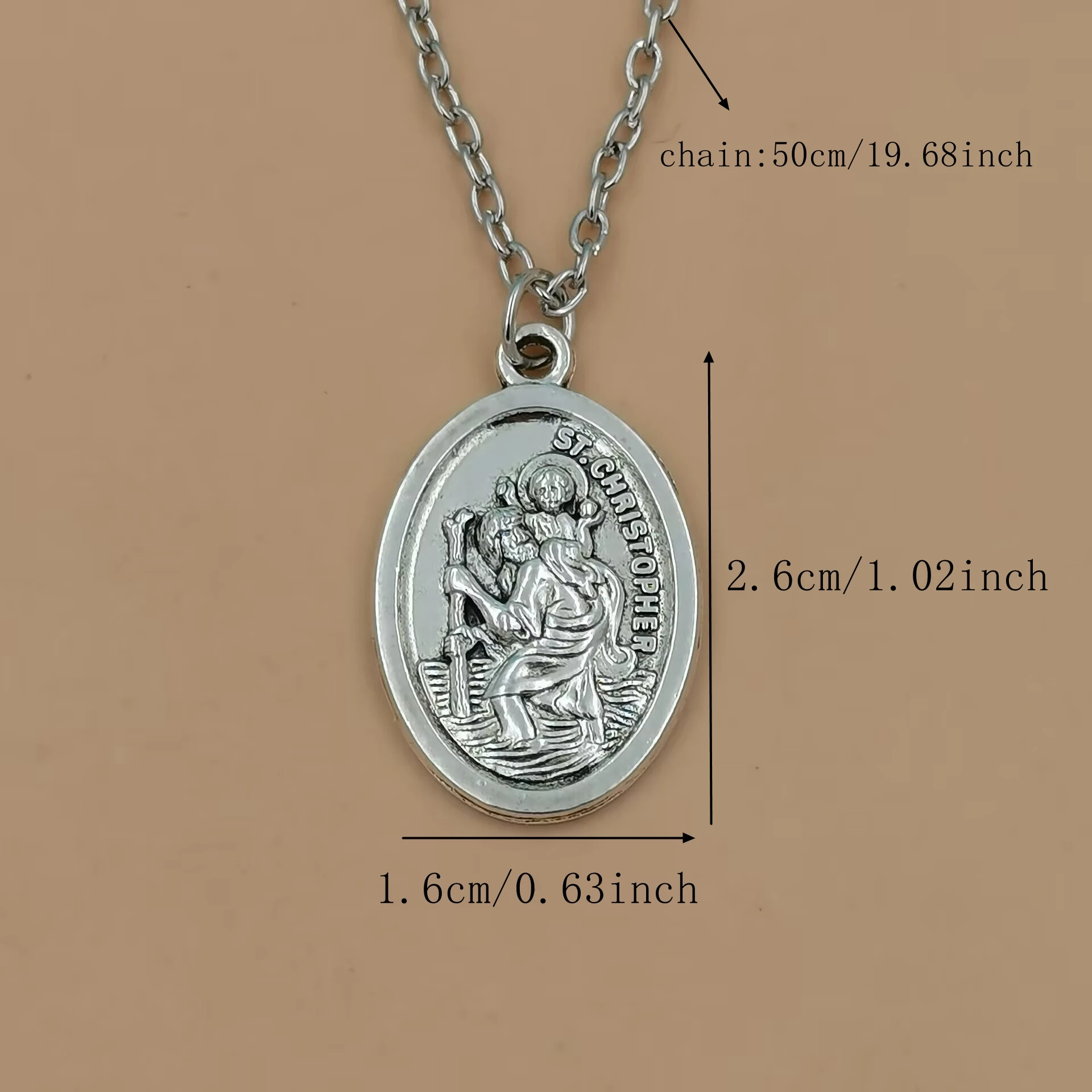 10Pcs ST CHRISTOPHER Pendant Necklace, Men Women Amulets, Religious Jewelry A-969d view 5