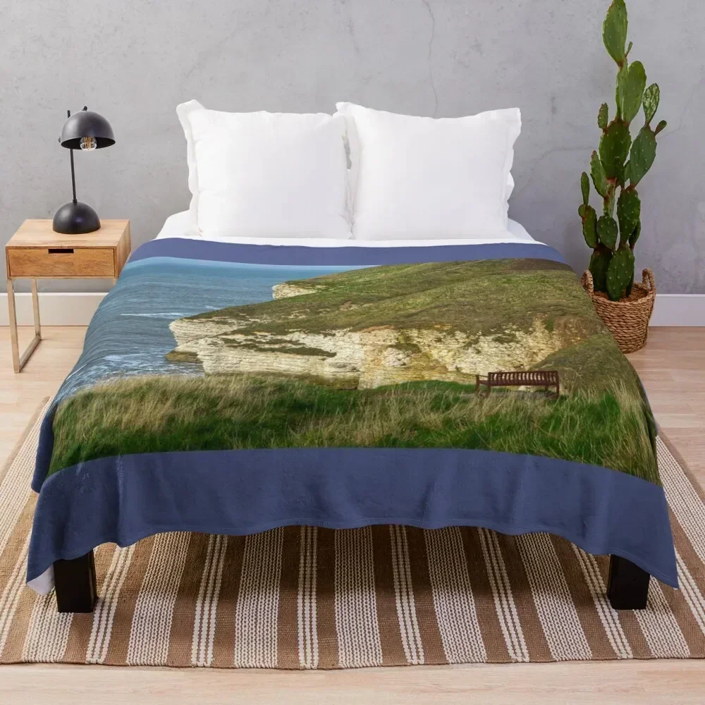 Bempton Cliffs View Throw Blanket Blankets For Sofas Sleeping Bag Flannel Fabric Blankets