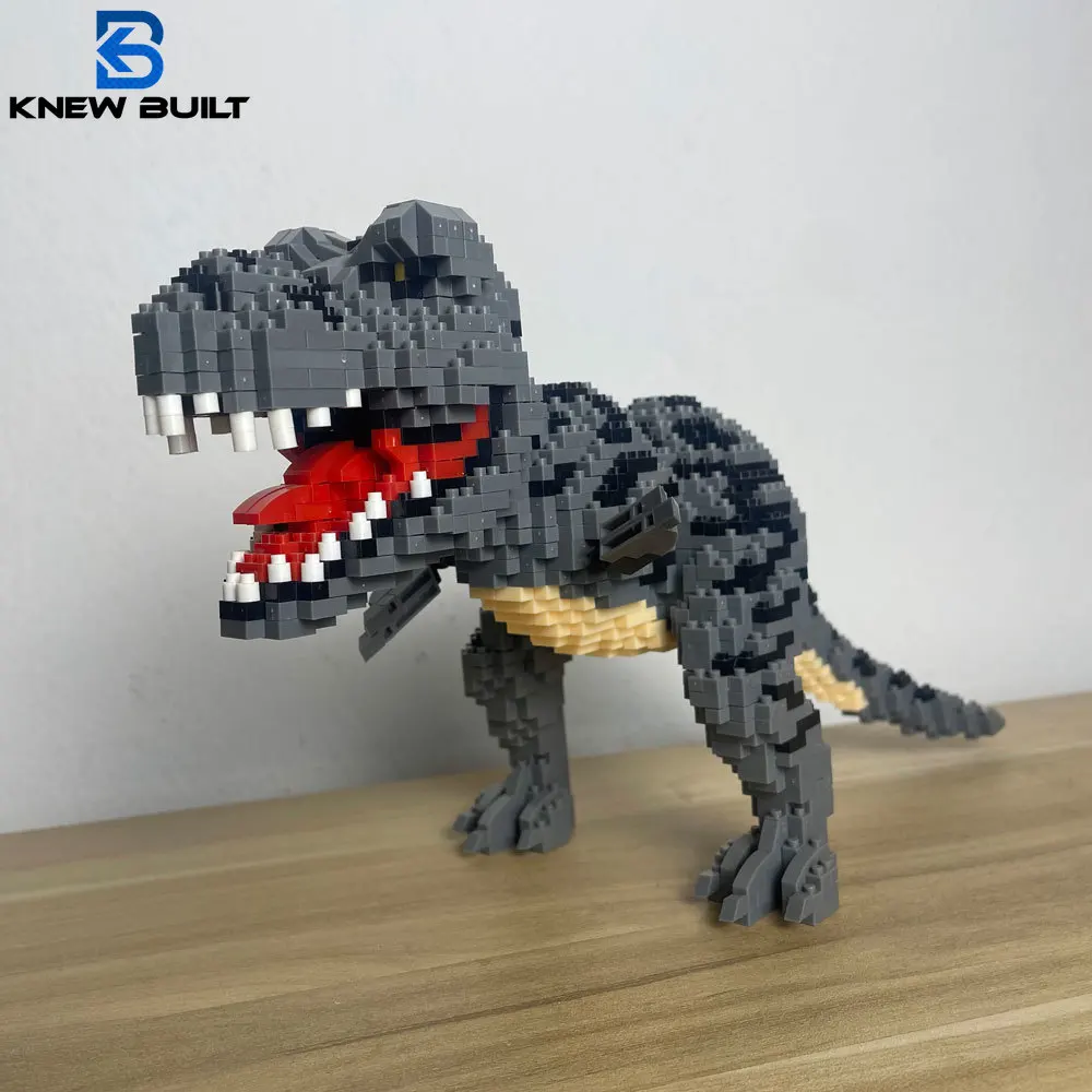 Knew-Built Deluxe Micro Mini Blocos de Construção, Dinossauro Tyrannosaurus Rex Velociraptor Modelos, Desktop Decor, Adulto Puzzle Brinquedos