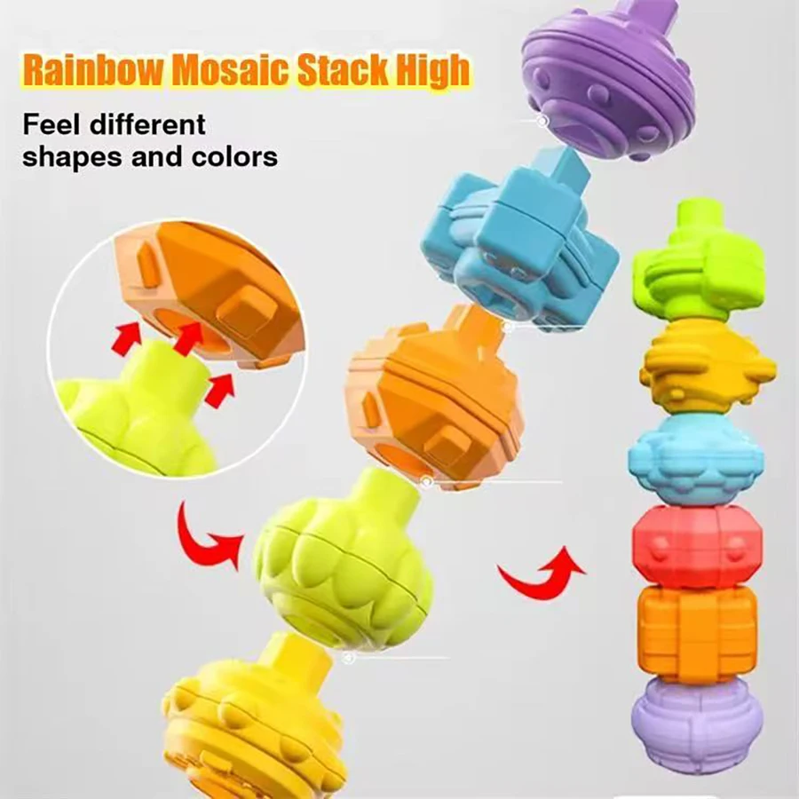 1PCS-Montessori Form Sorter Cube Regenbogen Bunte Blöcke Sortierung Spiel Infant Kognitive Grip Training Lernen Pädagogisches Spielzeug