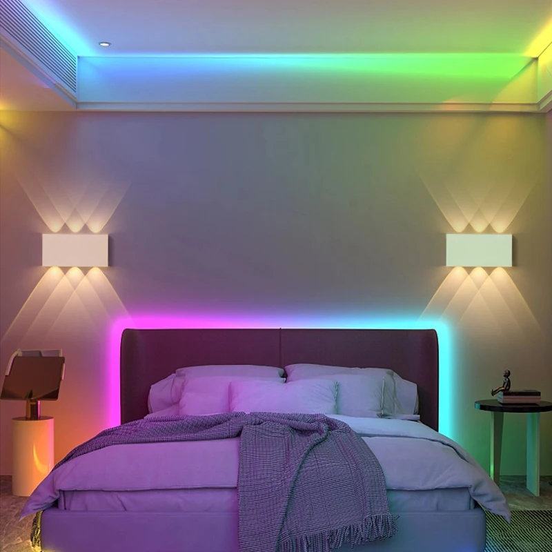 Indoor Decoration RGB Charging Remote Control Wall Lamp Modern And Simple  Atmosphere Hotel Bedside Living Room Corridor Light