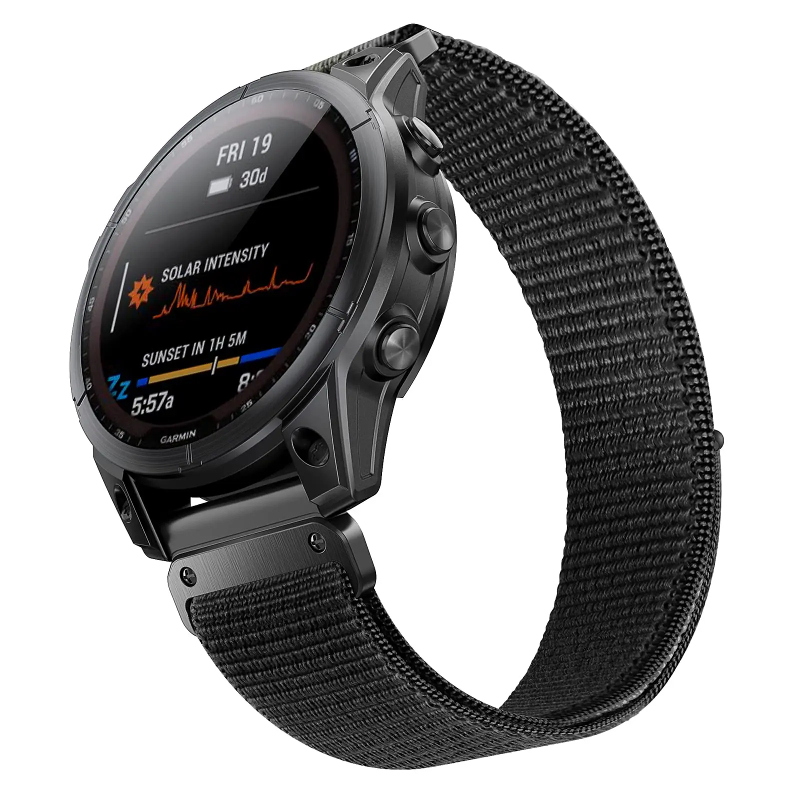 For Garmin Fenix 7X/6X/6X Pro/5X/5X Plus, 26mm Nylon Velcro Quick Easy Fit Watch Band Breathable Adjustable Strap Replacement