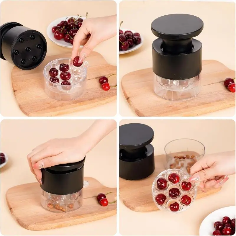*7 Holes Cherry Fruit Kitchen Pitter Remover Olive Corer Remove Pit Tool Fruit Vegetable Tools Cherry Pitter Kitchen Gadget Home