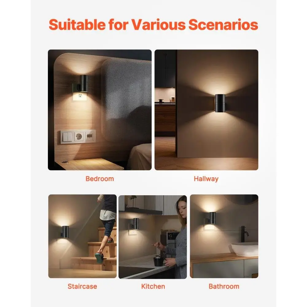 Night Light with Dusk to Dawn Sensor Modern Plug-In Wall Light Energy Efficient Bedroom and Hallway Lighting Solution