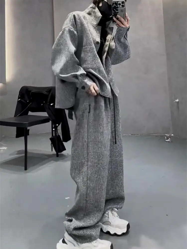 

Autumn New Fashionable Loose and Versatile Western Style Casual Korean Coat+Wide Leg Pants Two Piece Set for Women
