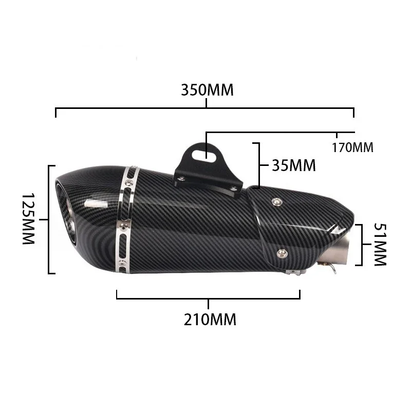 51mm Universal Yoshimura αAT1 Motorcycle Exhaust Muffler Escape for R1R3R625 Ninja300/400 Z900 CBR600 ZX6R ZX10R Z900 KTM790 Etc