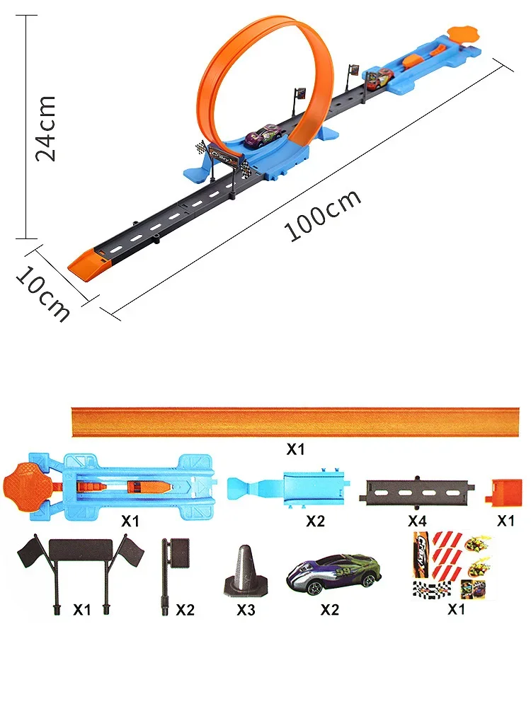 Kids Car Wheels Model Racing Rail Track Toys DIY Assembled Rail Kits Catapult Rail Car Racing Game Boy Toy for Boys Girls Gifts