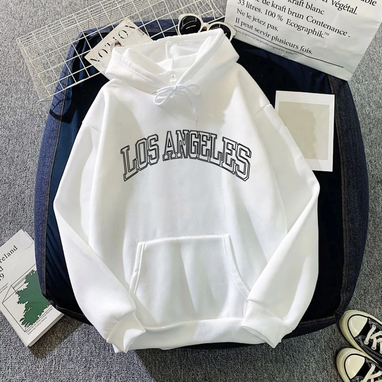 Hot Sale Letter Printing Women Sweatshirt 2024 Autumn Winter America Style Loose Hoodies Oversize Warm Hooded