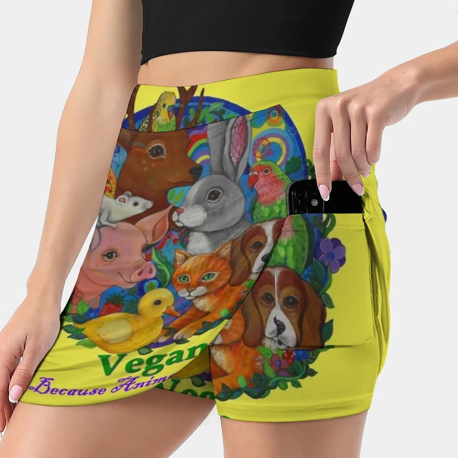 Vegan Because Animals Matter Women's skirt Aesthetic skirts New Fashion Short Skirts Vegan Animals Deer Puppy Kitten Rabbit Rat