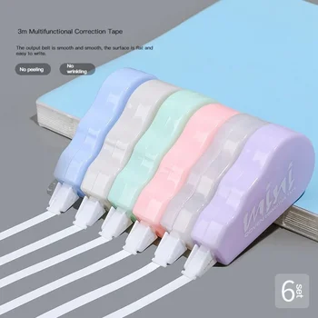Ensemble de mini rubans portables pour fille, fournitures scolaires et de bureau, cadeau promotionnel, Corée du Sud, papeterie mignonne, 6 pièces par paquet