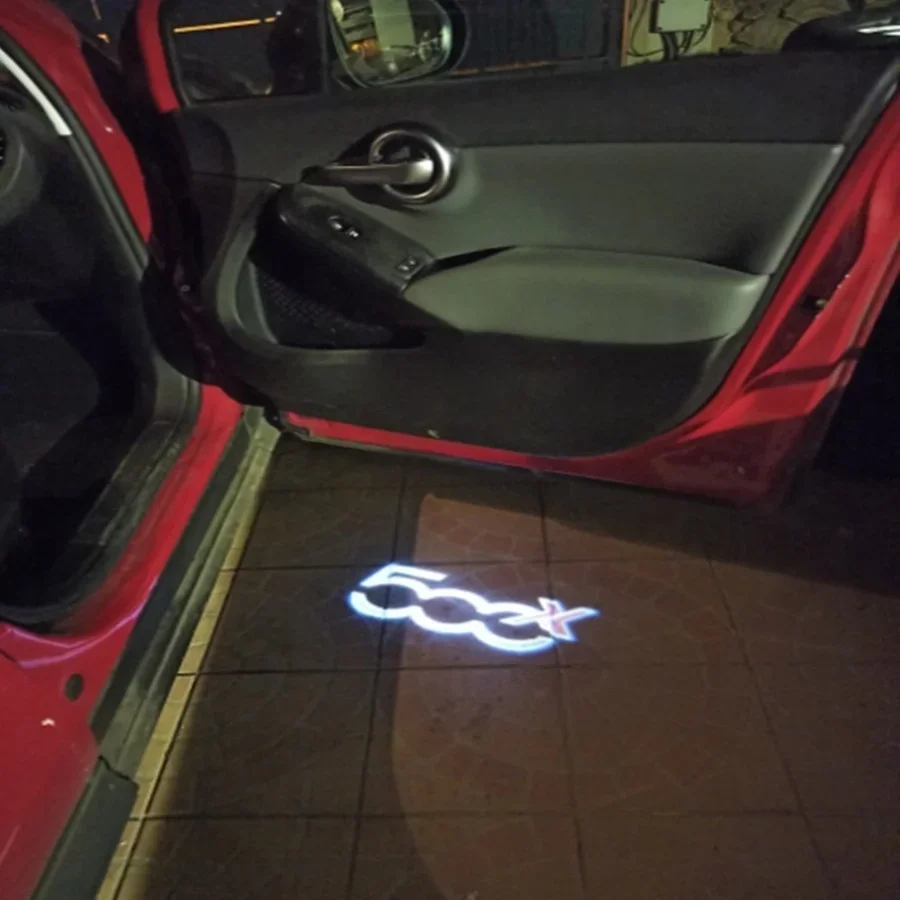 2Pcs Led Car Door Welcome Lamp Accessories For Fiat 500x 500L And Punto-01 3D Laser Logo Projector Customize Ghost Shadow Light