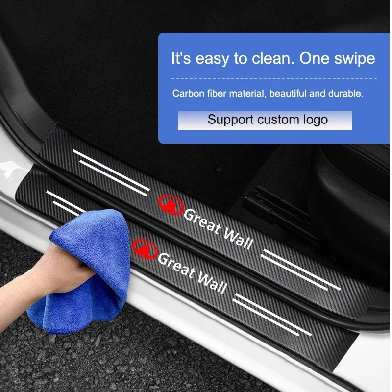 

Car Door Sill Carbon Fiber Sticker Threshold Side Anti Scratch Waterproof For GREAT WALL GWM M4 STEED Poer Wingle 5 Haval