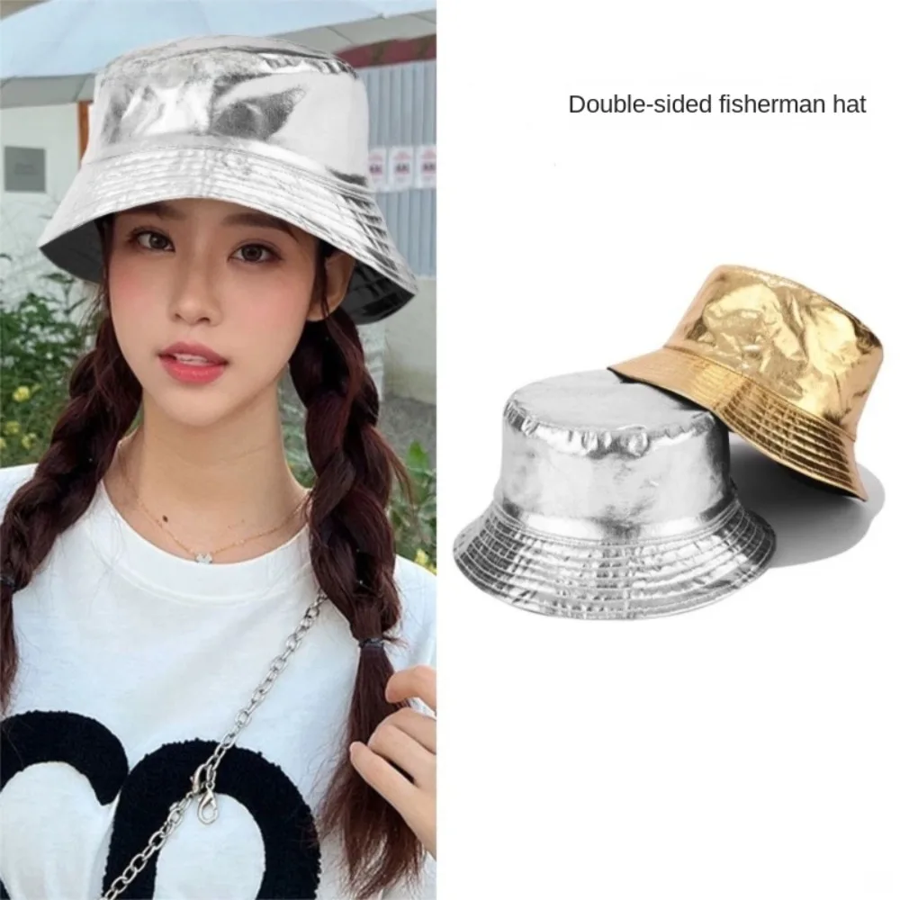 Fashion Solid Color Fisherman Hat Reversible Hip Hop Sun Hat Sunscreen Harajuku Bucket Cap Party