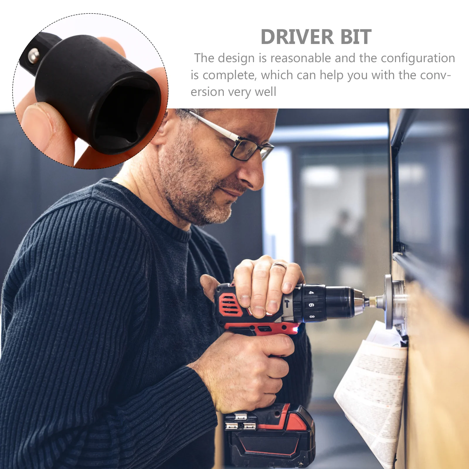 

1Set Driver Bit Adapter Kit Hex to Square Socket Wrench Impact Drill Extension Rod Durable Electroplated Steel