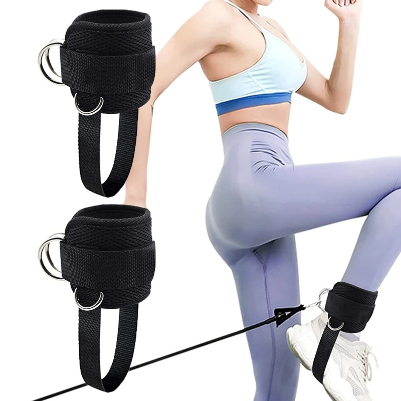 Fitness Thigh Straps Padded Colors D-Ring Ankle Strap Leg Cuffs For Gym Cable Machines Thigh Straps Fits Men & Women