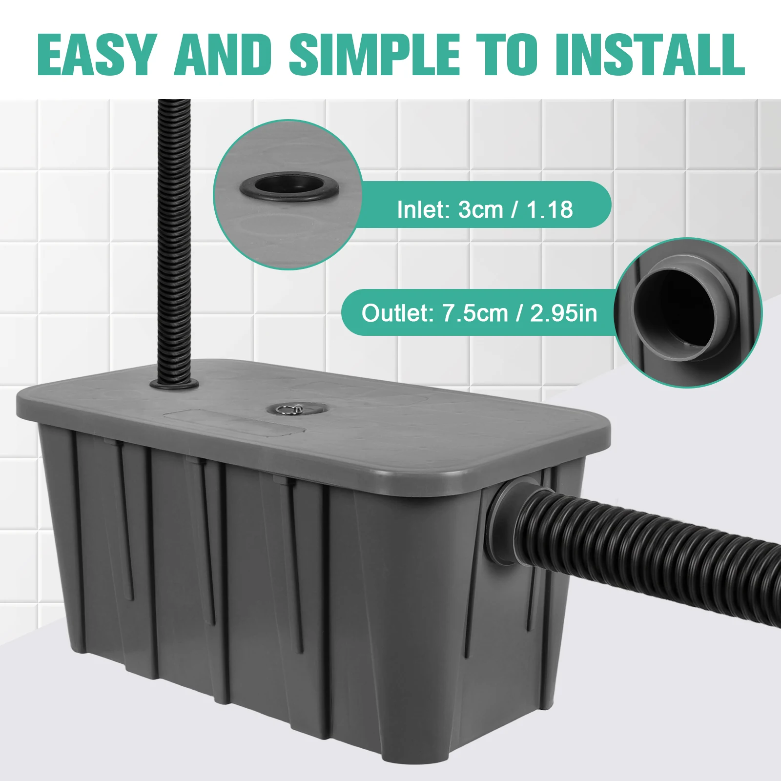 اعتراض المدخل الجانبي مع سلة مرشح قابلة للإزالة، فاصل الزيت والماء يمنع قباقيب والروائح لمطعم المقهى