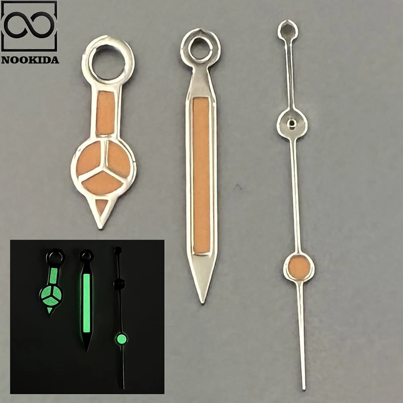 NOOKIDA Aksesori Jam Tangan Bercahaya Hijau/Oranye Bercahaya untuk Gerakan NH35/NH36/4R/7S Perak Hitam Merah Oranye Yell