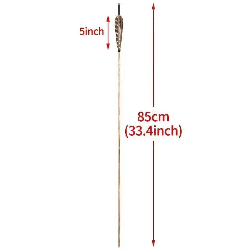 6/12PCS  Archery Bamboo Arrows with 5inch Turkey Feather OD 8mm Arrow Shaft for Bow and Arrow Hunting Shooting Accessories
