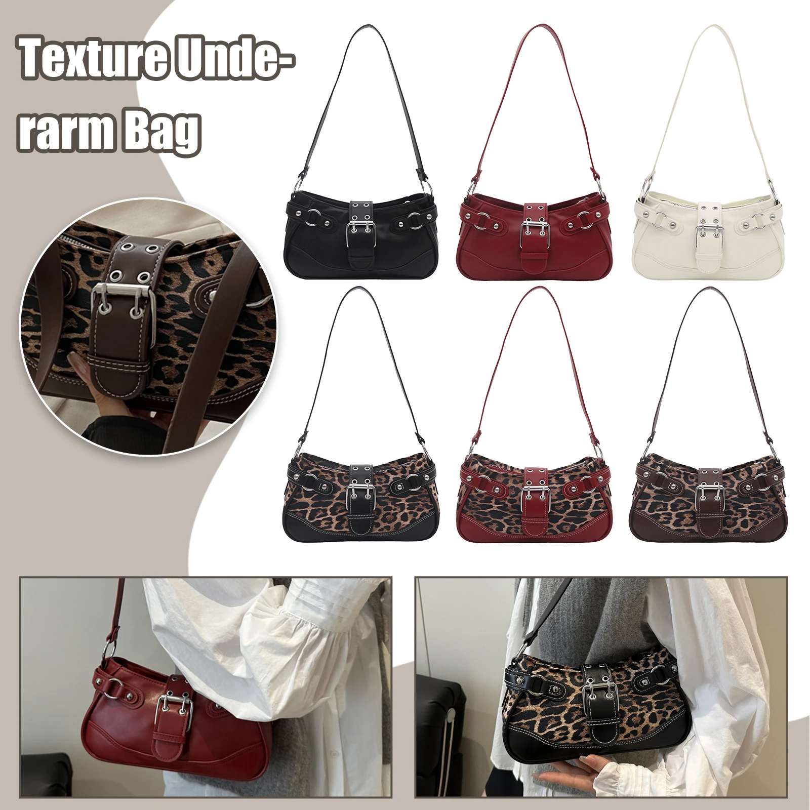 

Small Goth Punk Hobo Clutch Purses with Buckle Goth Punk Underarm Purse Motorcycle Style for Women Shopping Dating Daily Use