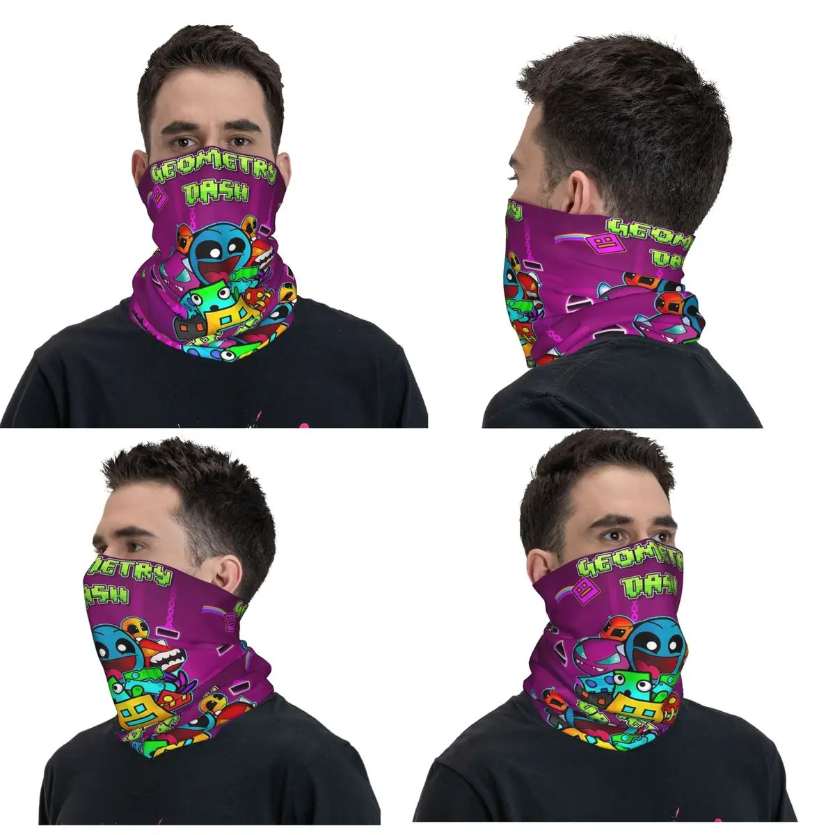

Video Game Geometry Dash Bandana Neck Cover Printed Magic Scarf Multifunction Headband For Men Women Adult Washable